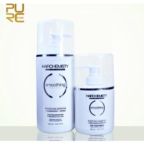 PURC 500 ml 8% Brazilian Keratin And 300 ml Hair Purifying Shampoo Treatment Set Repair Damaged Hair Care Products