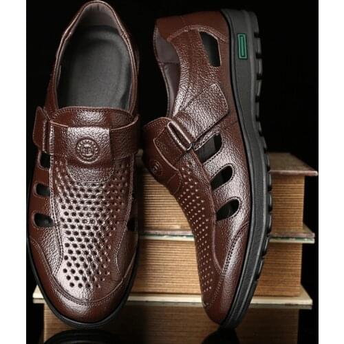 Mens Sandals Genuine Leather Men Formal Shoes Man Sandals 2020 Summer Beach Sandals Designer Shoes Men Big Size Men Sepatu Pria