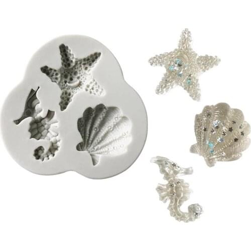 Sea star shell silicone mold Chocolate fondant mould DIY cake baking tools Handmade Epoxy Decoration Mold
