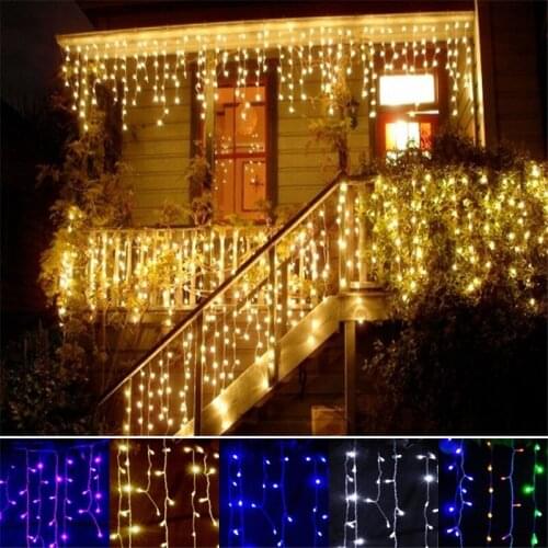 3.5m Droop 0.3-0.5m 220V EU Plug Curtain String Lights New Year Christmas LED Lights Garden Xmas Wedding Party Decoration
