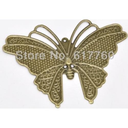 Free shipping-20Pcs Antique Bronze Filigree Butterfly Wraps Connectors Jewelry Findings DIY Connectors 6.9x5cm J0058
