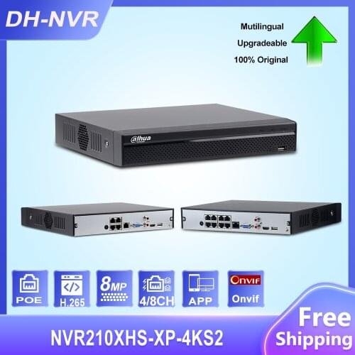 Dahua 4K 4CH 8CH POE NVR NVR2104HS-P-4KS2 NVR2108HS-8P-4KS2 4K Recorder Support HDD 4/8CH POE For CCTV System Security Kit