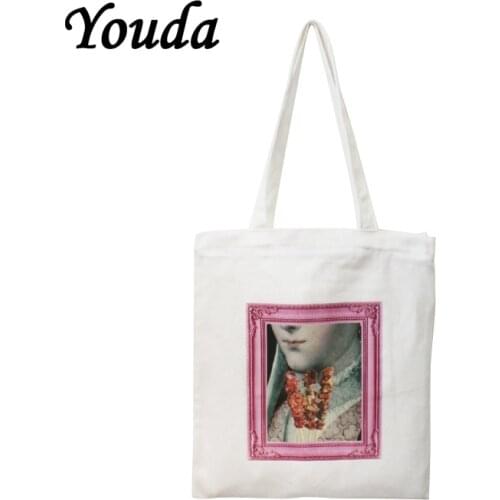 Youda New Personality Pattern Printing Shoulder Bags College Style Girl Canvas Bag Fashion Shopping Handbag Trendy Ladies Tote