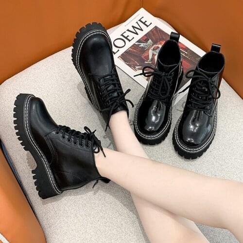 Inner Heightening Women Short Boots Autumn New Style Thick-soled Sewing Casual Work Shoes Fashion Leather Waterproof Women Boots