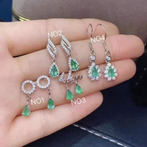 Natural Columbian Emerald Stud Earrings For Women Party Engagement S925 sterling silver Fine Jewelry Elegant Real Gemstones