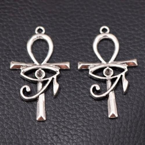 10pcs Silver Plated Eye of Horus Cross Metal Pendants DIY Charms Satanism Necklace Earrings Jewelry Accessories A1204