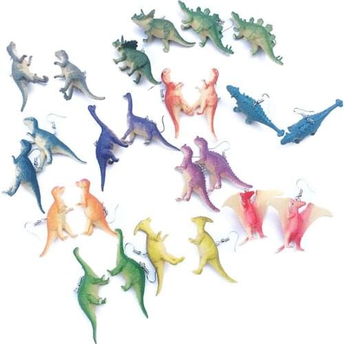 12 Pairs Cute Punk Dinosaur Animal Drop Earrings Set Resin Funny Animal Dinosaur Earrings for Women Girls Creative Gift