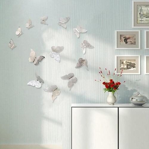12Pcs 3D Hollow Wall Stickers Butterfly Fridge for Home Decoration Decorativas Wall Decor декор для дома для дома