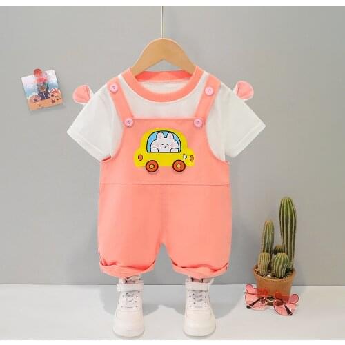 Infant Clothing For Baby Girls Clothes Sets 2021 New Summer Kids Baby Clothing Overalls Outfit 2pcs Suit Newborn Boys Clothes