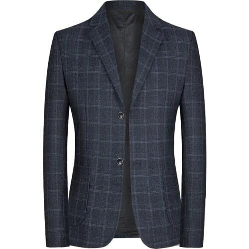 2021 Classic Fashion Blazers Men Businesst Casual Suit Lattice Pattern Korean Version Plaid Male Slim Fashion Lapels Mens Jacket