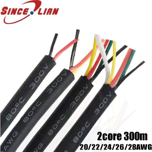 20AWG 22AWG 24AWG 26AWG 28AWG 2core Soft PVC Wire 300M Soft Sheath Line Control Cable for Keyboard DIY Wire DHL