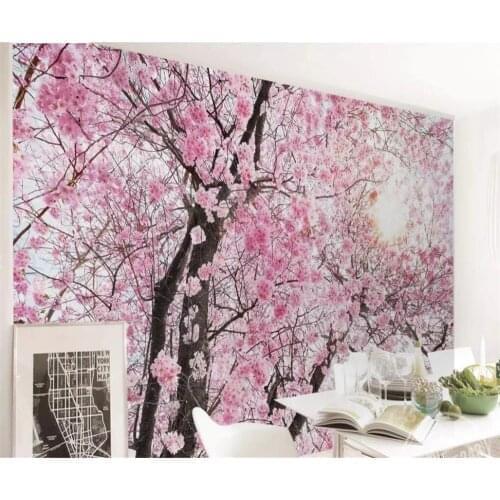 Beibehang Custom wallpaper 3D stereo photo mural beautiful cherry blossom sun background wall painting wall papers home decor 3d