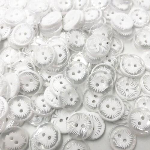 50pc 14 mm 2 Holes WHITE Cats Eye flowers button craft/sewing/baby lot PT208