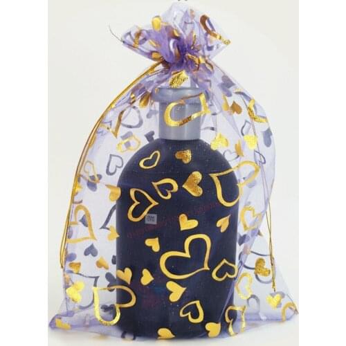 50pcs Organza Bags Gift Wedding Favors Party Heart Pattern Drawable Packaging Display Valentines Day Gift Pouches 20x30cm 5z