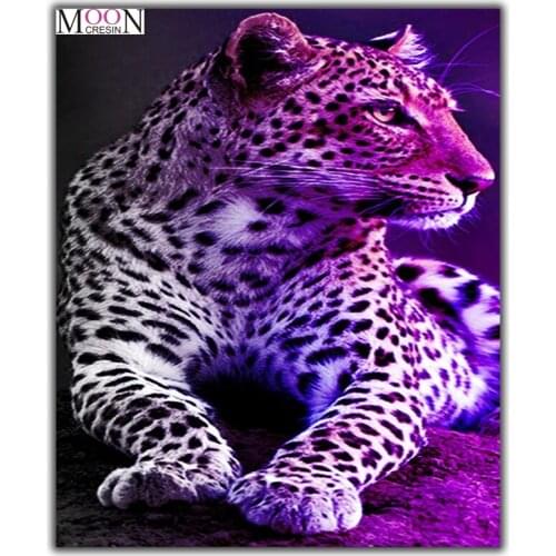 5D Diy Diamond Painting Purple leopard Diamond Mosaic Full Square Round Drill Diamond Embroidery Cross Stitch Rhinestones Home