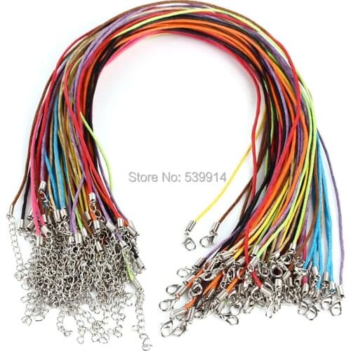 60pcs 18'' Mix Color 1.5mm Wax Cord Necklace Cord For DIY Craft Jewelry,Lobster Clasp Mixed Color Wax Cord Necklaces