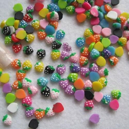 #89 30pcs Cute Mix Strawberry Shapes Nail Resin Decoration Outlooking
