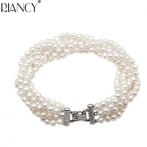 Fashion Real natural pearl bracelet for women,Multi-layer white freshwater pearl bracelet bohemian jewelry christmas gift girl