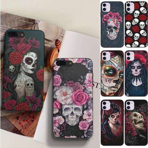 Catrina Beautiful Rose Girl Skull Art Phone Case Fundas Shell Cover For Samsung S10 S20 Fe Lite S21 S30 ULTRA Plus 5G
