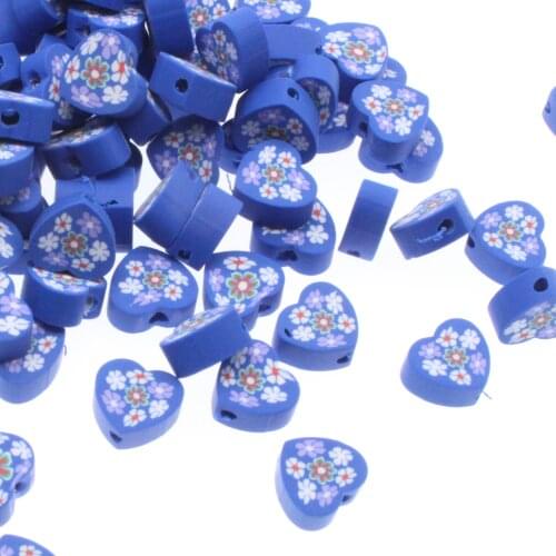 CHONGAI 100Pcs Love Heart Shape Polymer Clay Spacer Loose Beads For DIY Bracelet Necklace Accessories 10mm
