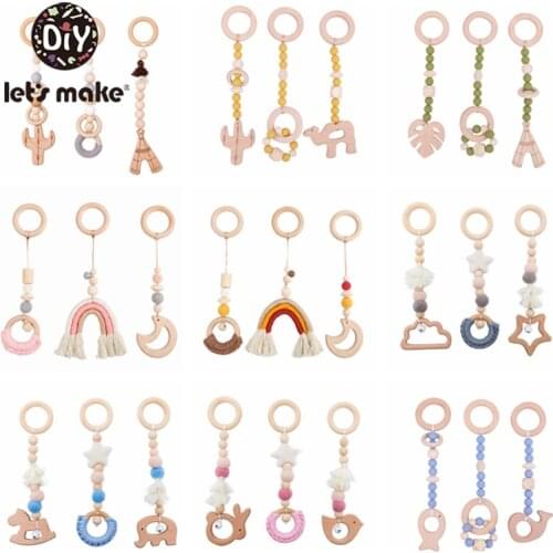 LetS 3pcs/set Make Rainbow Hanging Play Gym Toy Moon Bell Montessori Birthday Baby Gift Rattle Baby Toys Childrens Room Decor