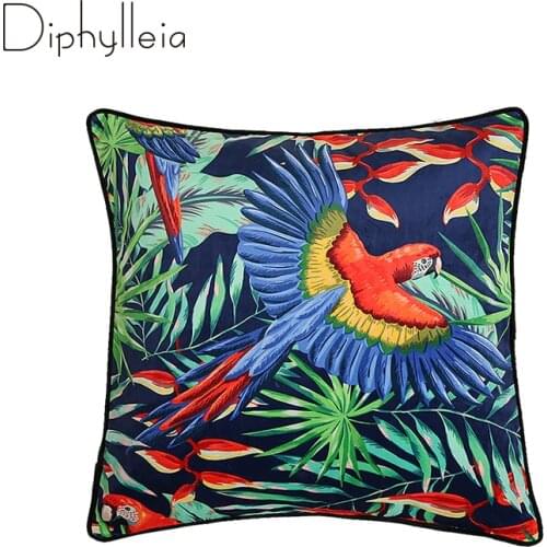 Diphylleia Cushion Cover 2021 Spring Summer Jungle Series Parrot Cashew Floral Decorative Throw Pillow Case Housewarming Gift