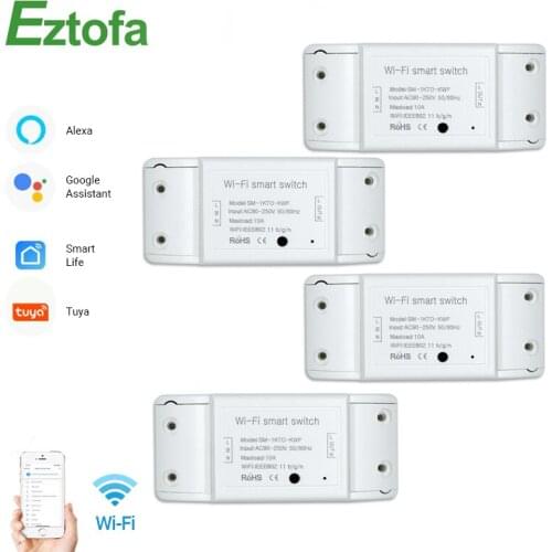 DIY WiFi Smart Light Switch Universal Breaker Timer Wireless Remote Control Works Ｗith Alexa Google Home Smart Home 4 Pieces