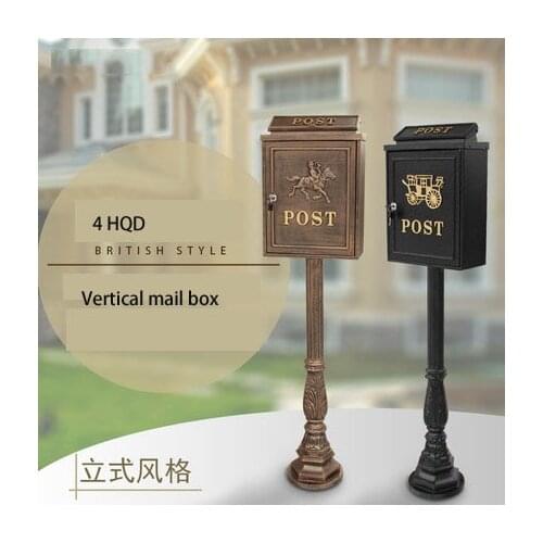 European Postbox Decoration Large Retro Vertical Mailbox Villa Outdoor Flooring Rainproof Outdoor Garden Mailbox