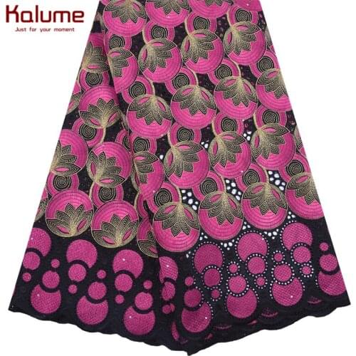 Kalume African Cotton Lace Fabric Embroidery Swiss Voile Lace Fabric In Switzerland With Stones For Nigerian Wedding Dress F2000