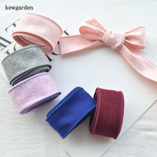 Kewgarden Handmade Tape Webbing Twill Woolen Cloth Ribbon 3cm 1-1/4" Bowknot Hair Accessories Satin Ribbons 10 Meters