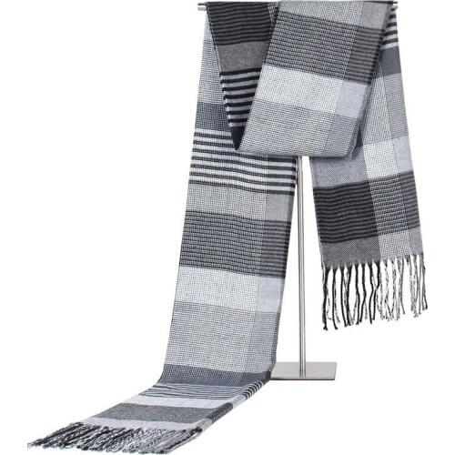 Plaid Mens Scarf Male Classic Mens Business Warm Scarf Tassel Thickened Warm Neckband Imitation Cashmere Scarf