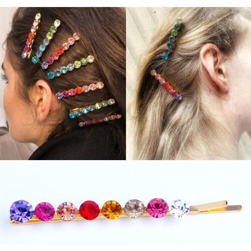 Stonefasn Bridal Wedding Crystal Hair Pins for Women Rhinestone Colorful Hair Clips Barrettes Headwear Hair Jewelry Accessories