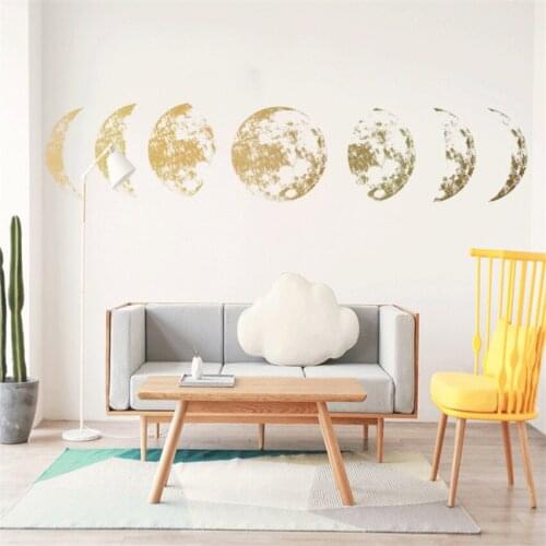 Creative Gold Moon phase 3D Wall Stickers Home decor living room wall decor Inkjet Moon Mural Art Decal background decor sticker