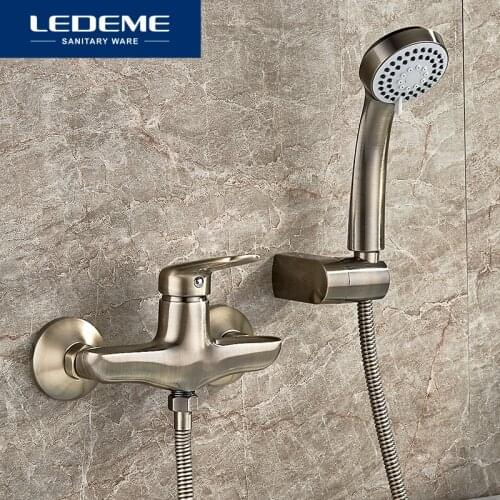 LEDEME Antique Brass Bathtub Faucets Bathroom Basin Mixer Tap Crane With Hand Shower Head Bath & Shower Bathtub Faucet L2048C