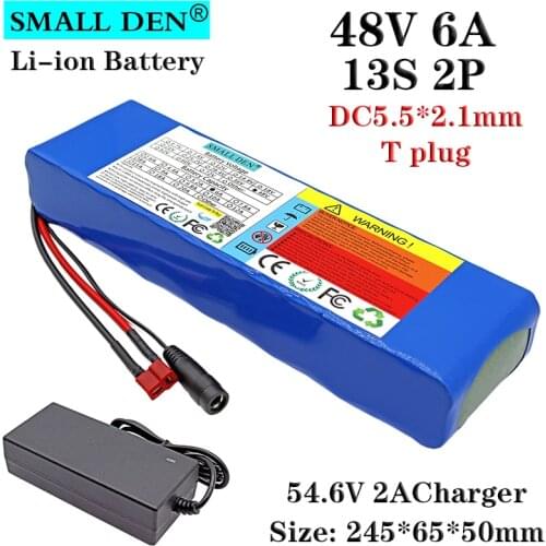 48V6A 18650 lithium battery pack +54.6V2A charger Built-in BMS electric bicycle, scooter replacement spare battery + charger