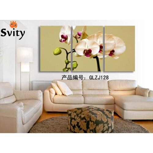 3 Pcs Milky white Flowers Wall Art Picture Modern Home Decoration Living Room Canvas Print Painting Modular picture Unframed