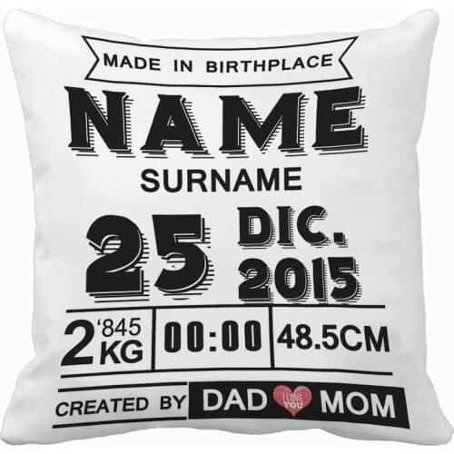 Custom Birth Data Printing Dad Love Mom Throw Pillow Case Decorative Cushion Cover Pillowcase Cute Birthday Gift By Lvsure