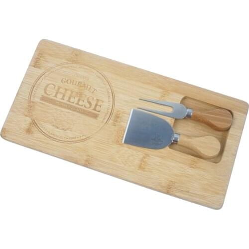 New model bamboo serving plate cheese plate 3 Piece Cheese Service Seti-B1030