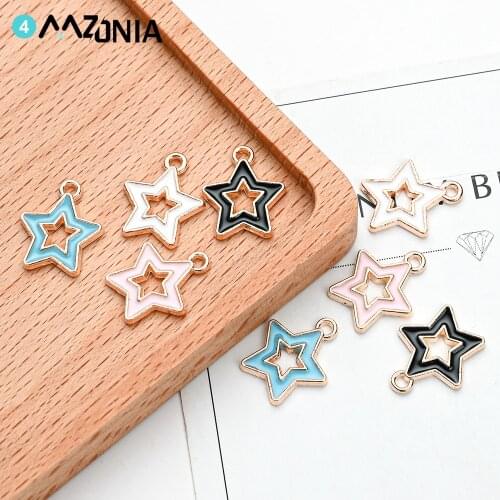 20pcs/lot Diy Hollow Color Love Star Charm Alloy Enamel Charm For Jewelry Making Necklace Handmade Pendant Accessories Wholesale