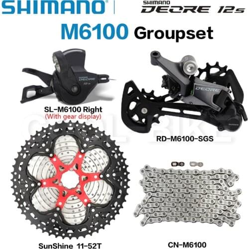 Shimano Deore M6100 12 Speed Derailleurs Groupset Mountain Bike M6100 Shifte Rear Derailleur Chain Sunshine cassette 46T 50T 52T