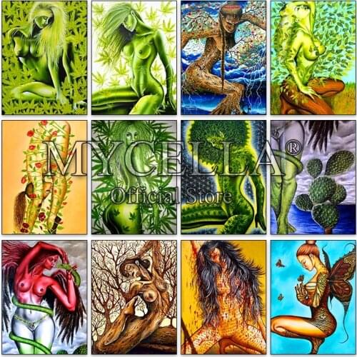 Full Square Diamond Painting Cross Stitch Women and nature 5D DIY Diamond Embroidery Mosaic Landscape Art Kits Home Decoration