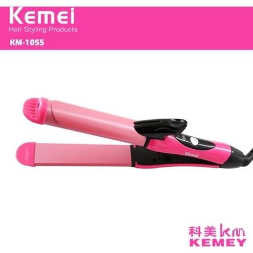 Kemei KM-1055 2 in 1 Professional Hair Straightener Irons Hair Curler Flat Iron Straightening Styling Rollers Tools