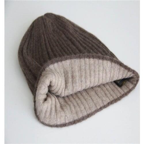 2018 new fashion double sided color 100%goat cashmere hats caps thicken beanies for unisex EU/M(56-58cm)