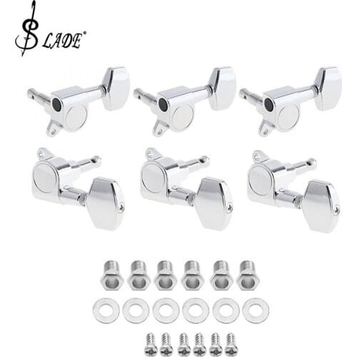 SLADE 6pcs Silver Guitar Tuning Pegs Tuner 3R+3L All Closed Machine Head for 40 / 41 Inch Acoustic Folk Guitar Accessories