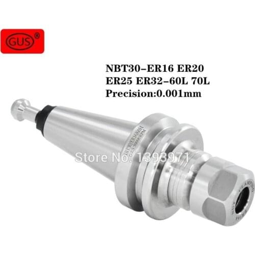 GUS high precision NBT30-ER16 ER20 ER25 ER32-60L 70L dynamic balance slotless CNC tool holder, accuracy 0.001mm