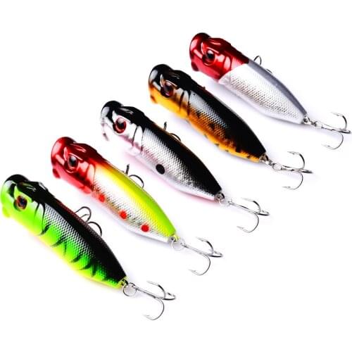 YUZI 100pcs top water hard plastic popper fishing lures wobble pike bass trout peche fishing baits pesca fishing tackles