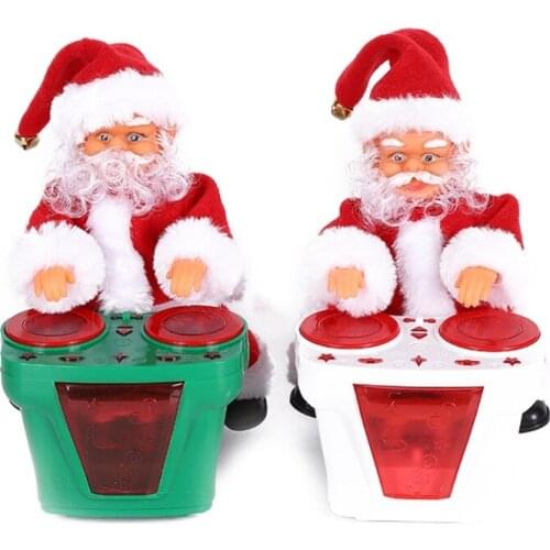 Funny Electric Santa Claus Toy Drumming Doll Music Toy Christmas Decoration Xmas Happy New Year Gift
