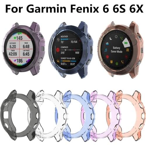 Protection Case For Garmin Fenix 6 6S 6X Smart Watch Protector Frame Soft Crystal Clear TPU Case Cover For 6 Pro 6S Pro 6X Pro