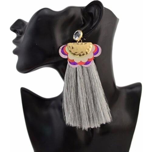 Idealway Hot Sale Fashion Statement Tassel Drop Earrings for Women Bohemian Multi Color Fringed Gift Dangle Long Earrings Charm
