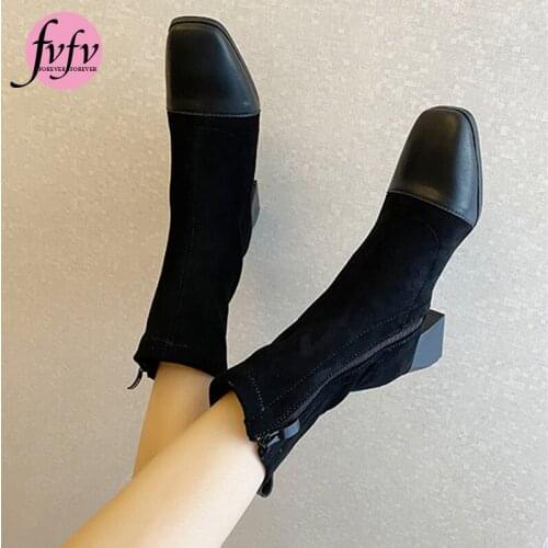 [FVFV]2021 autumn the new women fashion contracted smooth straight long Hot style boots the big size 36-42 ladys black 4cm